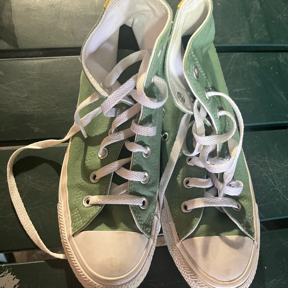 Converse womens Sage green and Yellow High-Tops - Picture 3 of 5